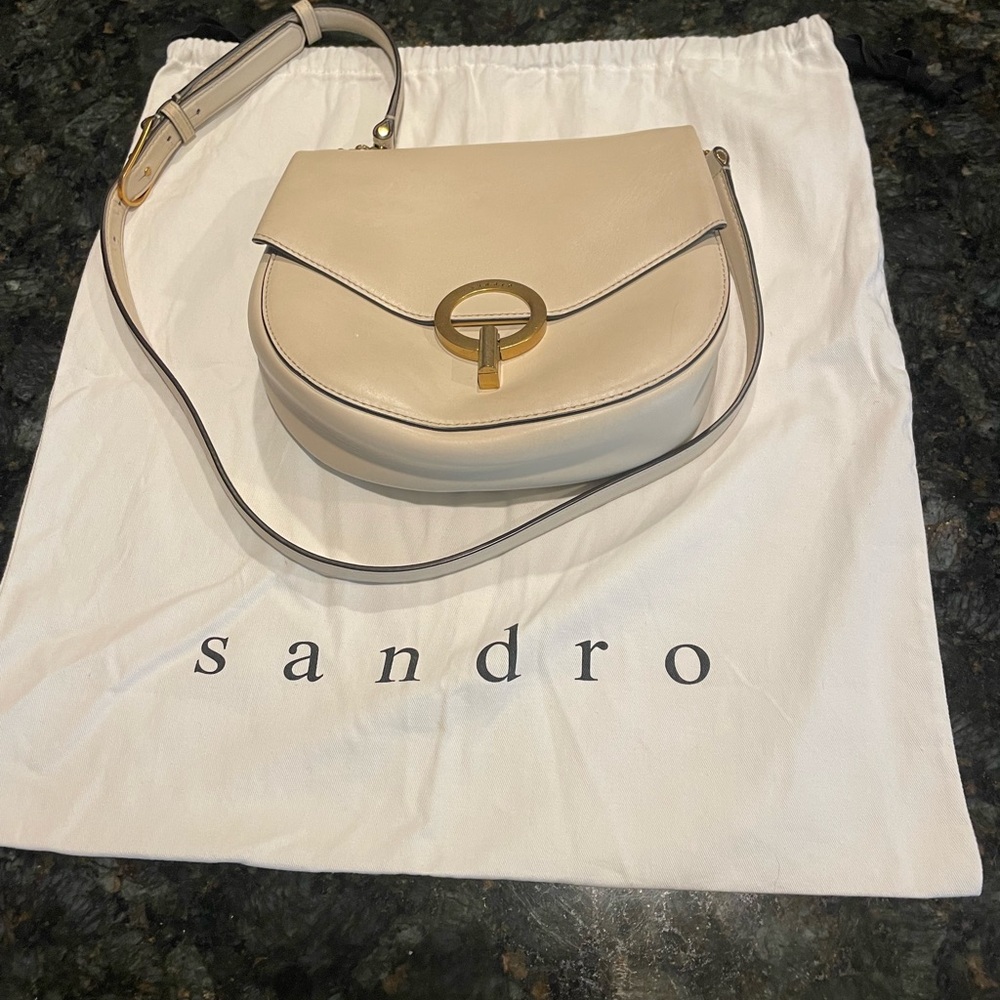 Sandro Crossbody Bag Cream Leather